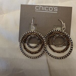 Chico's Silver and Brown Circular Earrings